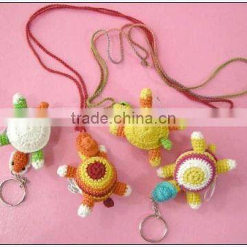 natural organic hemp, cotton crochet handmade doll keyring cellphone holder charm