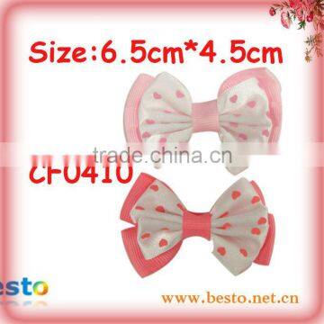 CF0410 Handmade fancy pretty dot grosgrain ribbon kid hair bows