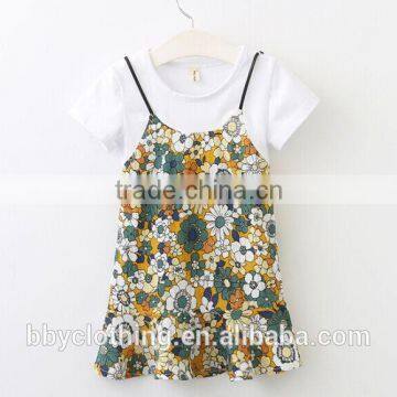 Wholesale Holiday Family Set Flower Printed Mother Daughter Matching Dress in Stock photo-3