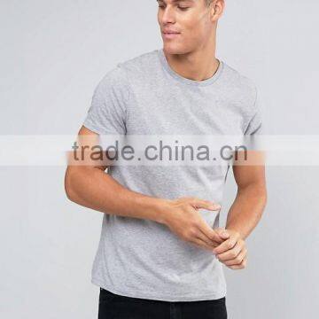 2016 Guangzhou Custom Short Sleeve Crew Neck Grey Men's 100% Cotton 180gsm Soft Jersey Breathable Fit Casual Blank T-Shirt