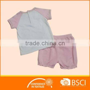 New Summer Soft Cotton Pink Baby Girl Kids Clothing Set photo-2