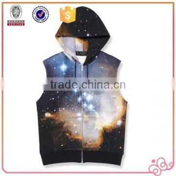 Promotion Hot Selling Young Men Fleece Sleeveless Hoody Vest Sweatshirt Cool 3D Printing Custom Logo