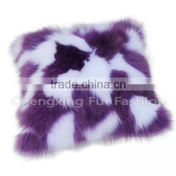 CX-D-33F Home Decoration Pillow Patchwork Real Fox Fur Cushion & Pillow Cover photo-2