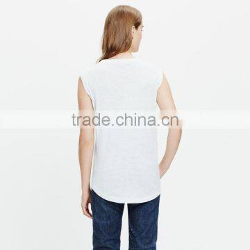 Slub White Crewneck Muscle Wholesale Tank Top for Women photo-3
