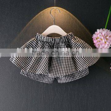 Kids Clothes Speaker Sleeve White Shirt Round Collar Match Gingham Skirt Short Pants Fashion Clothing Set For Children photo-3