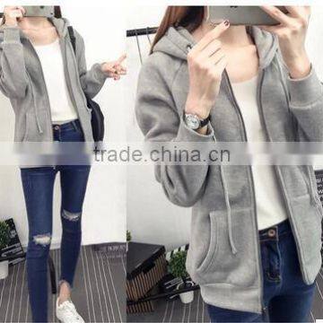Fleece the Spring and Autumn Period and the Han Edition Loose Woman Thin Cardigan bf Leisure Joker Zipper 2017 New Tide Sport photo-3