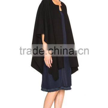 Womens Wool Ponchos,Women Knit Poncho Shawl Black Color photo-3