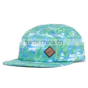Leather Strap Flat Brim Custom 5 Panel Hat and Cap photo-3