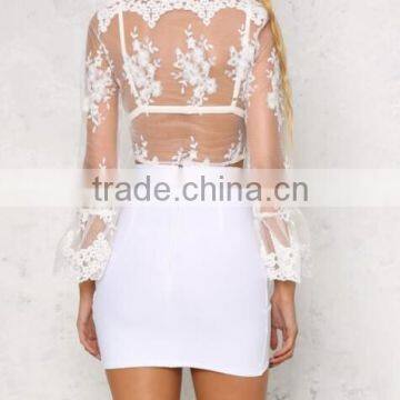 Runwaylover 115 Europe Style 2017 Women Sexy Deep V-Neck Lace Embroidery Crop Tops photo-4