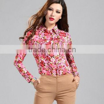 Fancy chiffon shirts for fashion ladies wear/long sleeves shirt