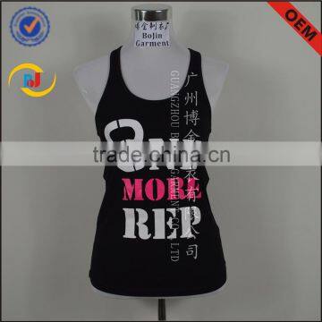 Fashion design 2015 cotton black color tanktop sportwear for women