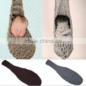 Photography prop Crochet baby swaddle baby sleeping bag knitted baby hat photo prop