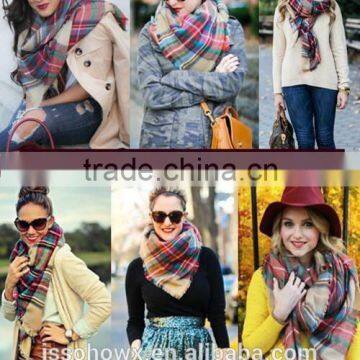 2014 winter hot sale camel plaid scarf