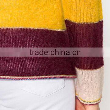 Hot Selling Rainbow Colorful Striped Pattern Cashmere Sweater Designs for Women photo-6