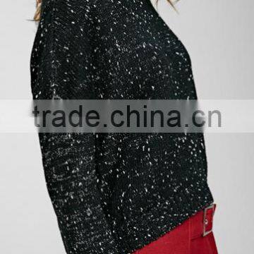 Ladies Cowl Neck Side Slit Loosev Fancy Knitting Patten Pullover Sweater for Wholesale photo-3