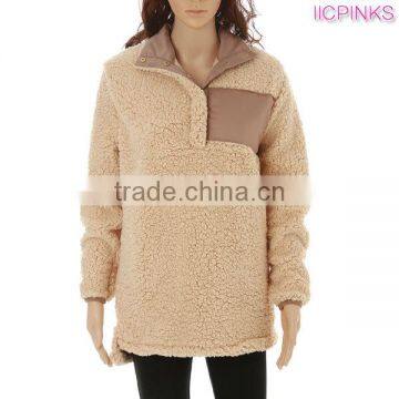 Wholesale Monogram Women Knitted Fleece Sherpa Pullover photo-5