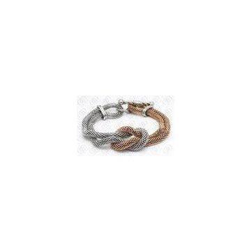 Stainless Steel Bike Chain Bracelets , Black Rubber Bangle CNC Crystals
