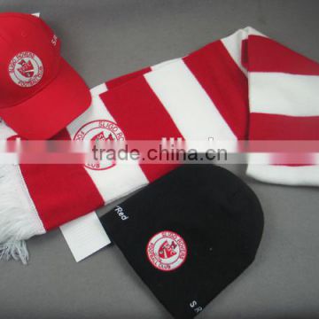 Customized logo preppy style red strip knitted fashionable scarf