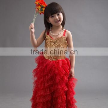 Girls red dress new model sequin tutu wholesale children long frocks designs dress