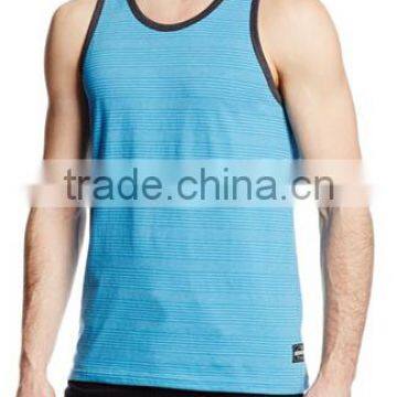 2015 wholesale men's comfortable bodybuliding Stripe jersey tank top in bulk XYT-1902