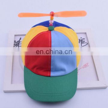 Fashion custom kids helicopter baseball caps with propeller factory wholesale