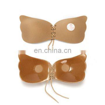 Sexy Push Up Bra lace up Silicone Invisible Strapless Bra set for Women