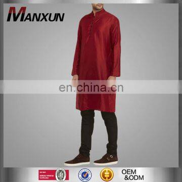 Chian OEM Middle East Hot Sale Islamic Men Red Silk Kurta Clothing Arabic Men's Thobe