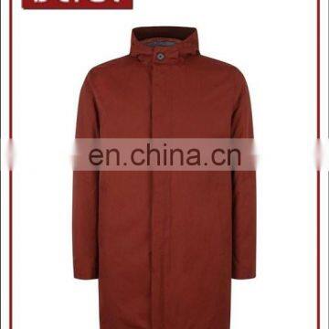 Hooded Long Trench Coat for Men with Double Pocket Front Wholesale