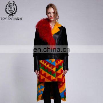 Charm Style Sheep Shearing Fur Jacket Wonderful Design Merino Sheep Fur Overcoat Ladies Winter Multicolor Fur And Leather Coat photo-2