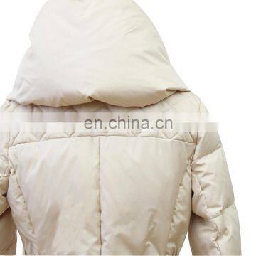 Women Cheap Big Turn-down Collar Long Quilted Cotton Coat photo-5
