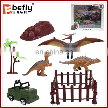 Table decoration plastic toy dinosaur play set with rock