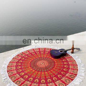72" Round Red Mandala Wall Hanging Wall Tapestry Bed Cover Beach Throw Ethnic Bohemian Wall Decor