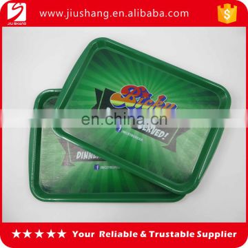 Large shallow plastic flat serving tray with custom logo