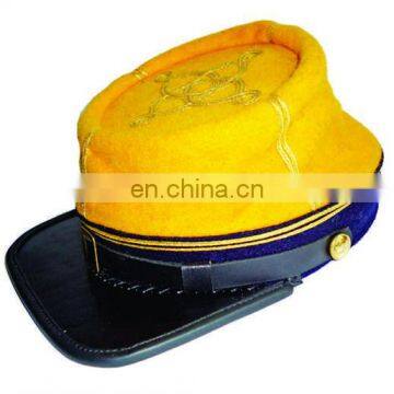 ACW Civil War officer Kepi with Leather Visor | Civil war kepi | Cadet yellow Captain's Kepi