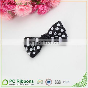 Small Mermaid Glitter dot printing bright black Hair Bow