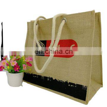 Natural Jute Burlap Tote bag with Cotton webbed handles