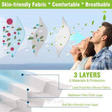 3-Ply Disposable Face Mask Medical Mask, Anti-Virus Face Masks With Earloop, Breathable Filter Safety Mouth Mask for Flu Protection Personal Health Home Office photo-3