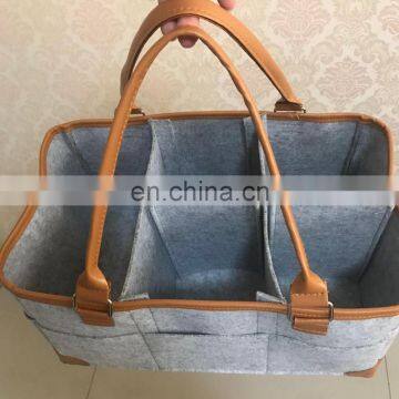 Felt Diaper Caddy Changing Pad Round Edge and Leather Corner photo-6