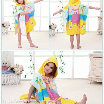 New Children Cute Cartoon Hooded Cloak Beach Towel Animal Printed Microfiber Baby Boys Girls Kids Swimming Bath Towel 120x60cm photo-2
