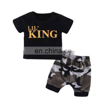 Fashion Children Clothes T Shirt Top And Camouflage Pants Summer  Kids Boy Set