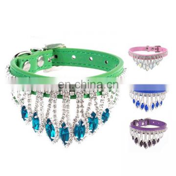 Fashion PU all seasons pet collars rhinestone leather jeweled dog collar