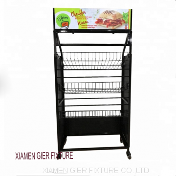 Metal Mesh Basket Shelf Bakery Removable Tiered Bread Wire Display Rack photo-2