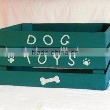 Custom Dog Toys Wooden Crate Green Painted