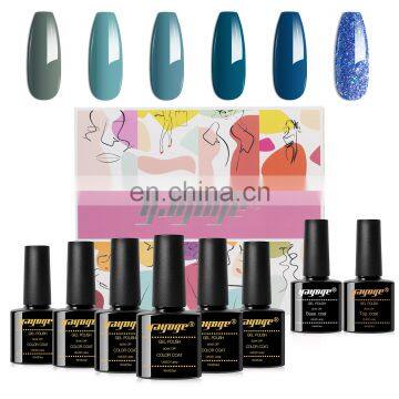 blue green glitter series UV Gel Set 6 Color Nail Art Salon UV Gel Soak Off Gel Polish