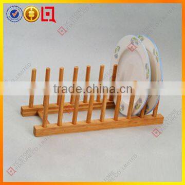 Bamboo kitchen cabinet plate rack with 7 holders