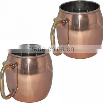 Shiny Finish Copper Beer Mug With Beautiful Brass Handle