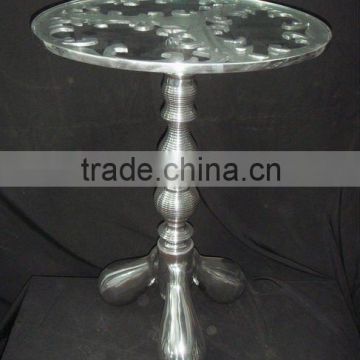 Aluminum tea coffee table with silverish finish