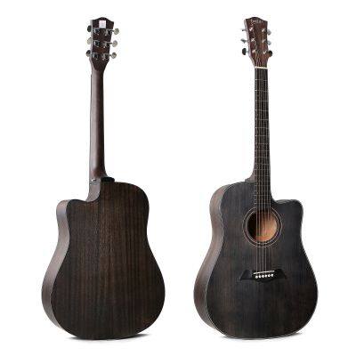 Textured 41 inch black Acoustic guitar wholesale OEM high quality guitar for sale