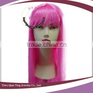 Cheap Orange Color Straight Synthetic Hair Party Wigs With Neat Bang photo-4