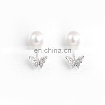 925 wholesale skull jewelry double faced pearl earrings